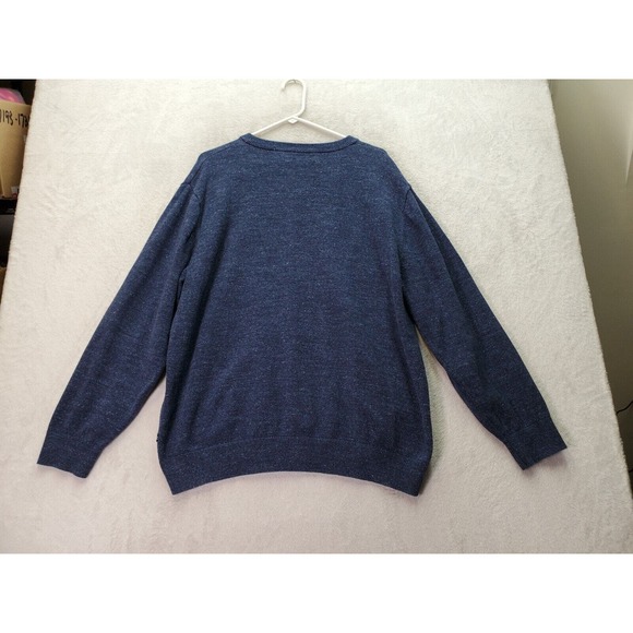 Nautica Sweater Mens XL Navy Knit Cotton Long Raglan Sleeve V Neck Logo Pullover - Picture 2 of 9